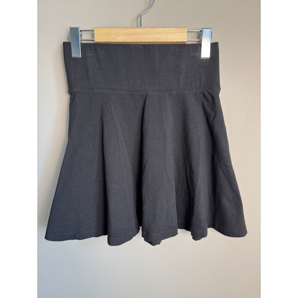 Garage Black Skater Mini Skirt XS High Waist Soft Cotton Blend Coquette Y2K